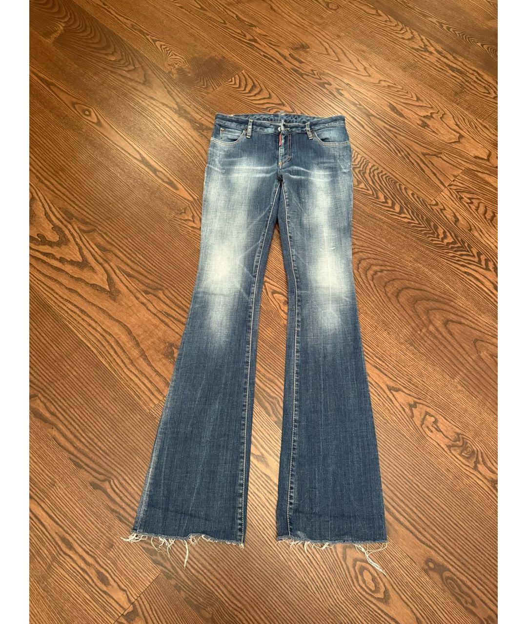 DSQUARED2 Синие хлопко-эластановые джинсы клеш, фото 9