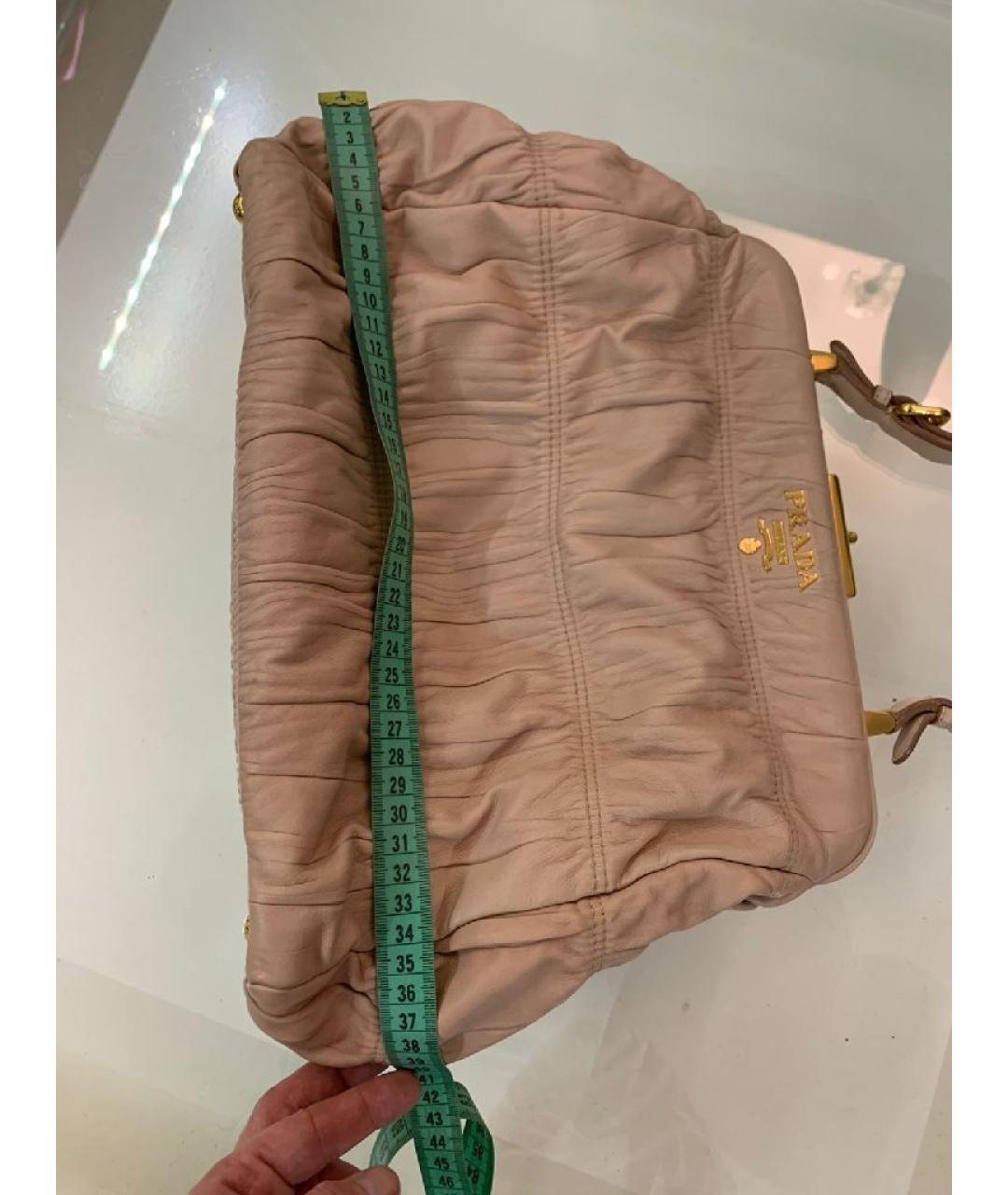 PRADA Бежевая кожаная сумка с короткими ручками, фото 9