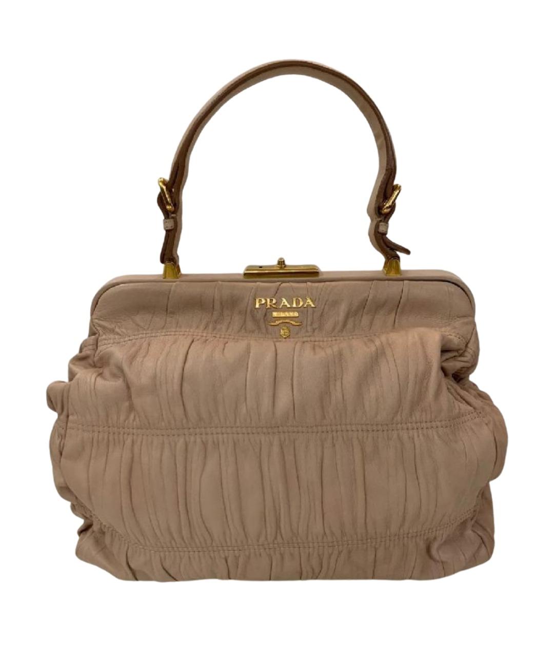 PRADA Бежевая кожаная сумка с короткими ручками, фото 1