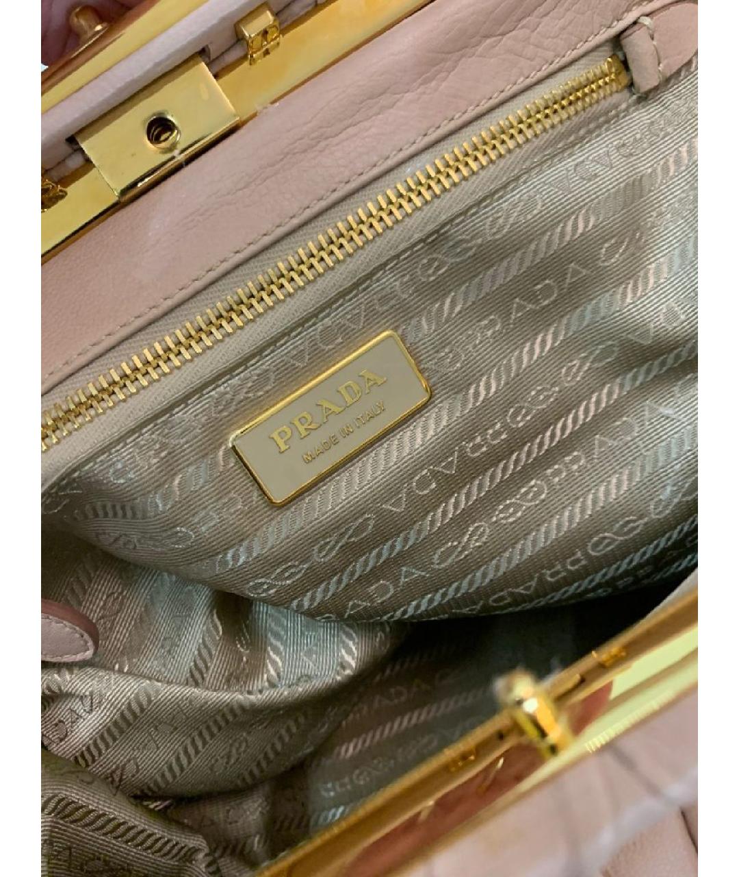 PRADA Бежевая кожаная сумка с короткими ручками, фото 7