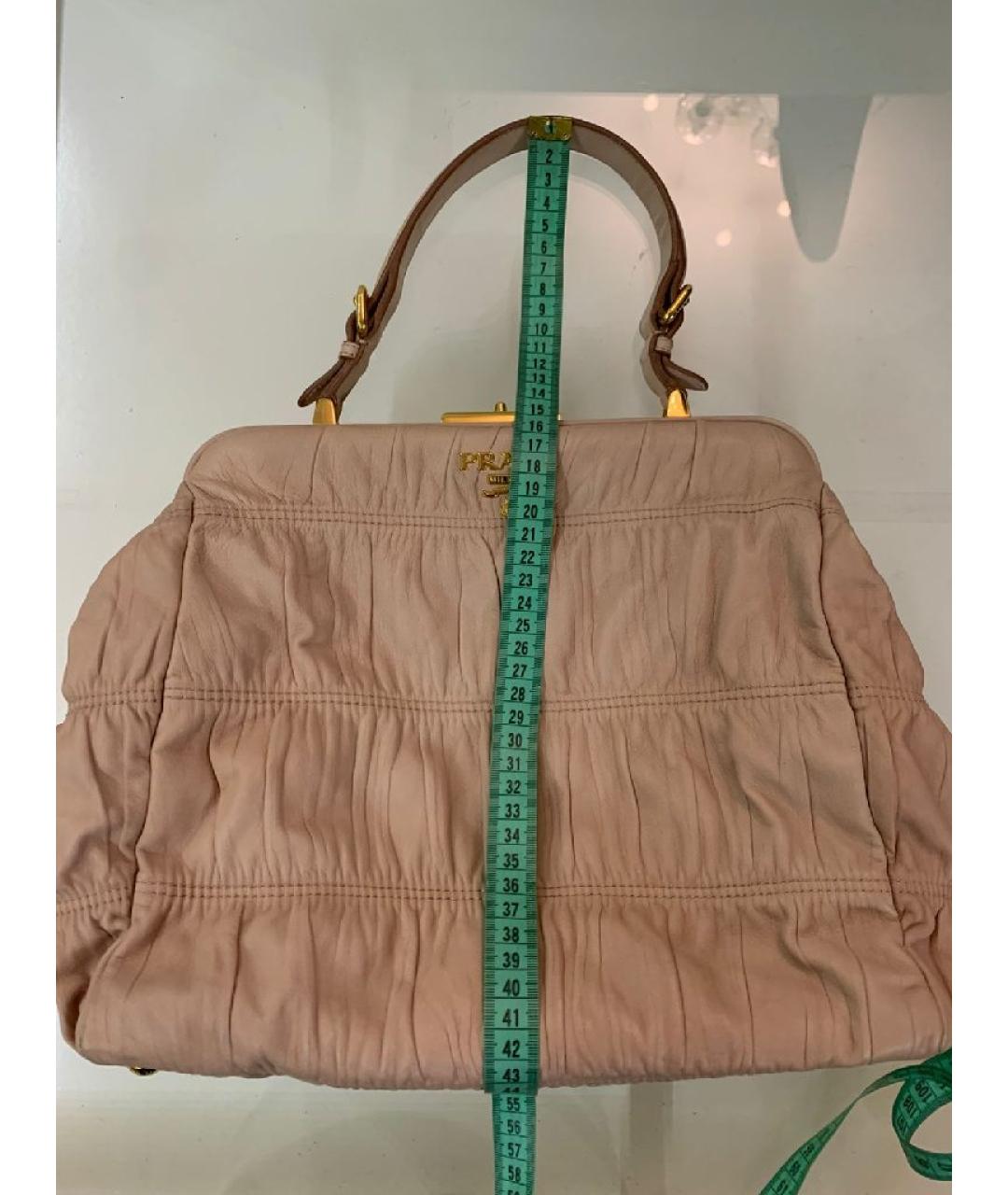 PRADA Бежевая кожаная сумка с короткими ручками, фото 8