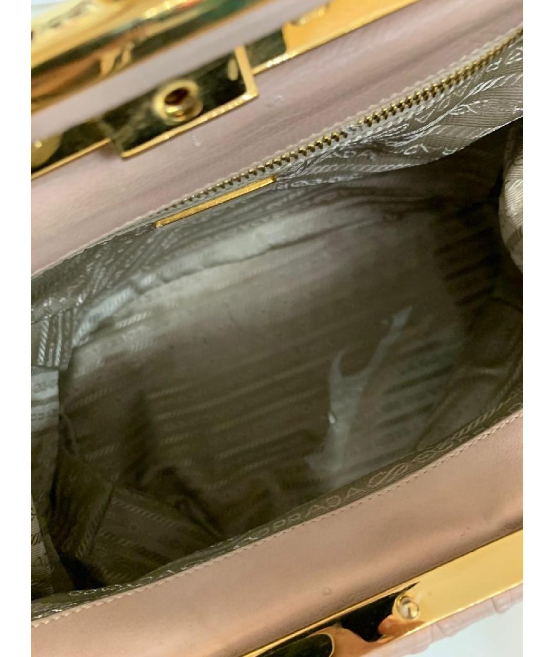 PRADA Бежевая кожаная сумка с короткими ручками, фото 6