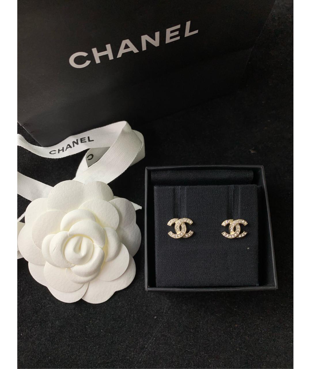 CHANEL Золотые металлические серьги, фото 2
