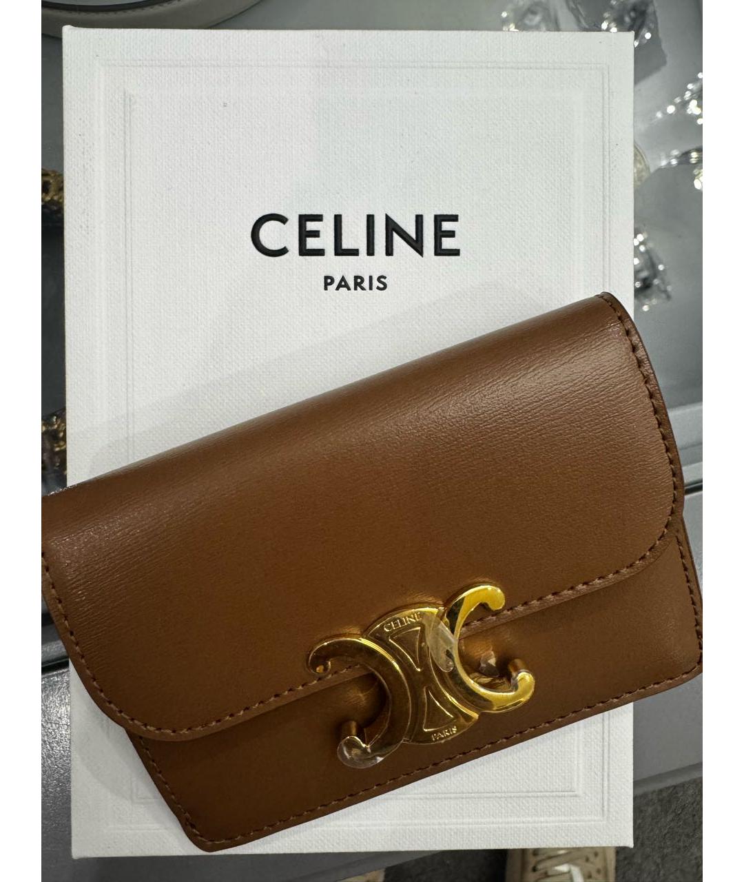 CELINE Коричневый кожаный кошелек, фото 7