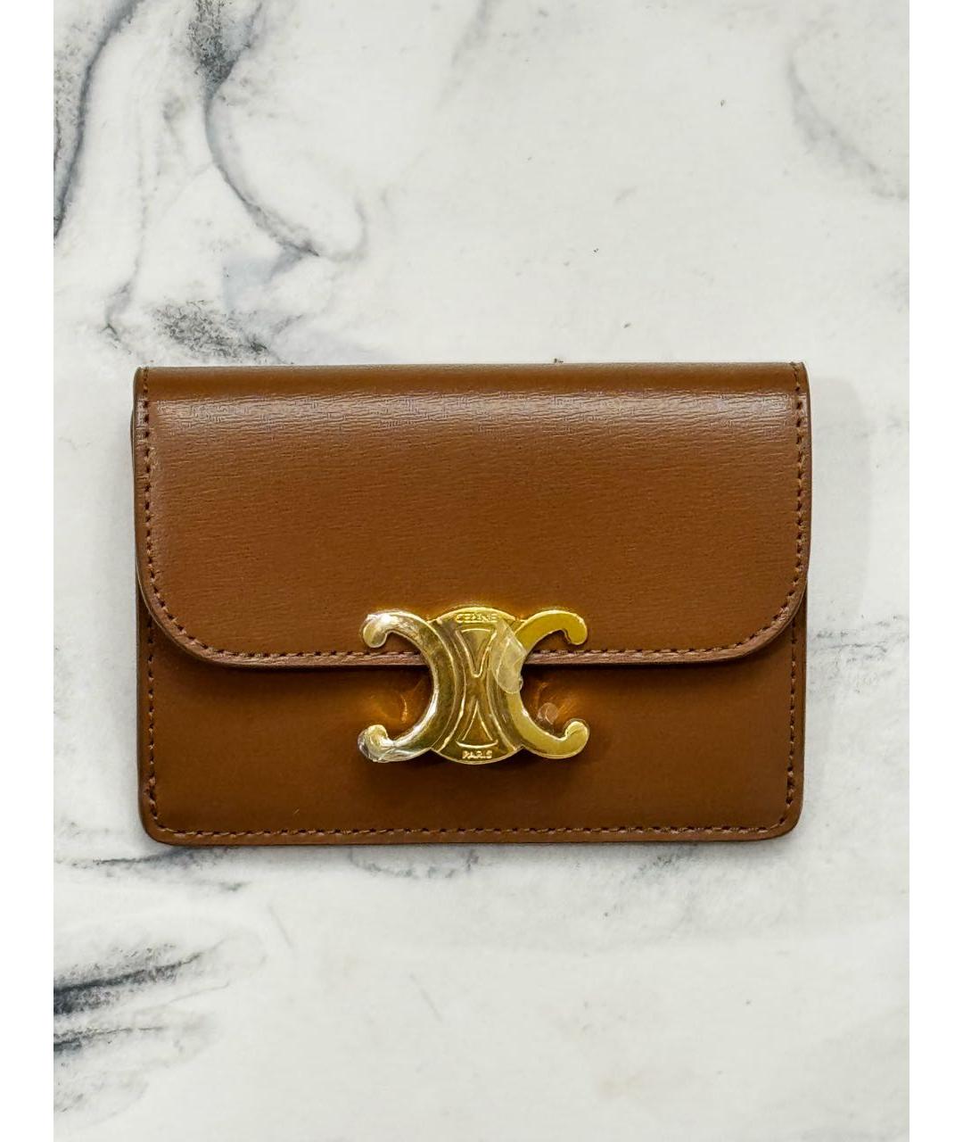 CELINE Коричневый кожаный кошелек, фото 8