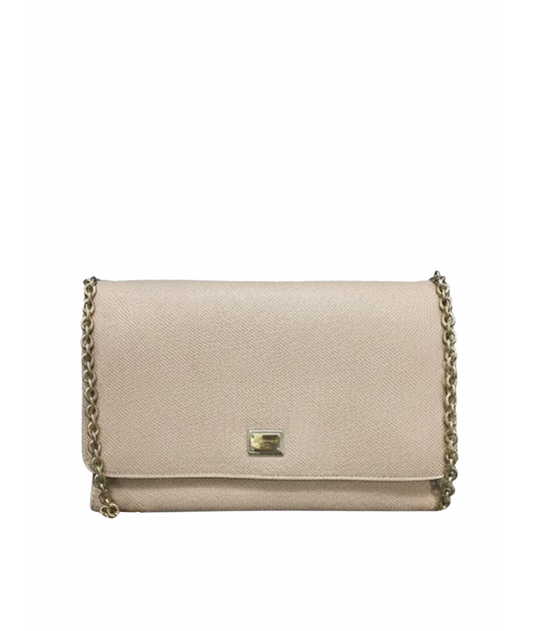 DOLCE&GABBANA Бежевая кожаная сумка через плечо, фото 1