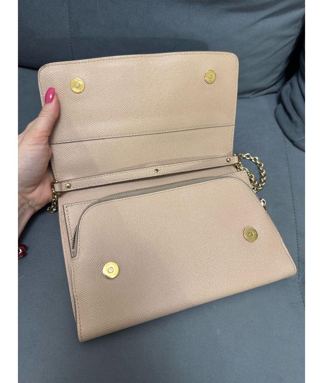 DOLCE&GABBANA Бежевая кожаная сумка через плечо, фото 3