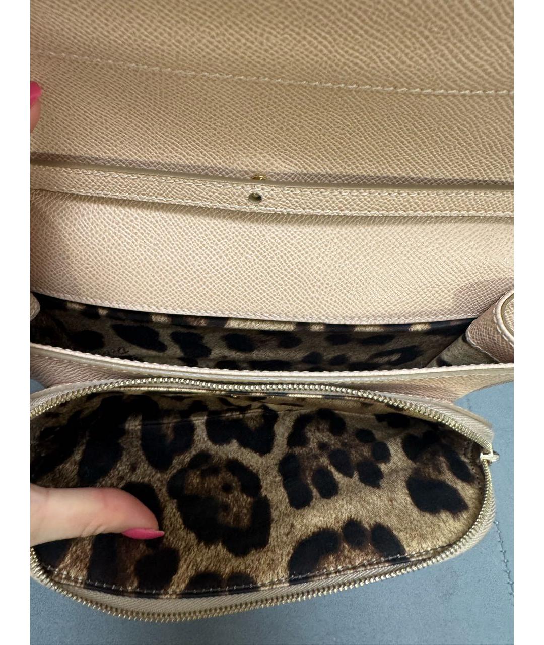 DOLCE&GABBANA Бежевая кожаная сумка через плечо, фото 4