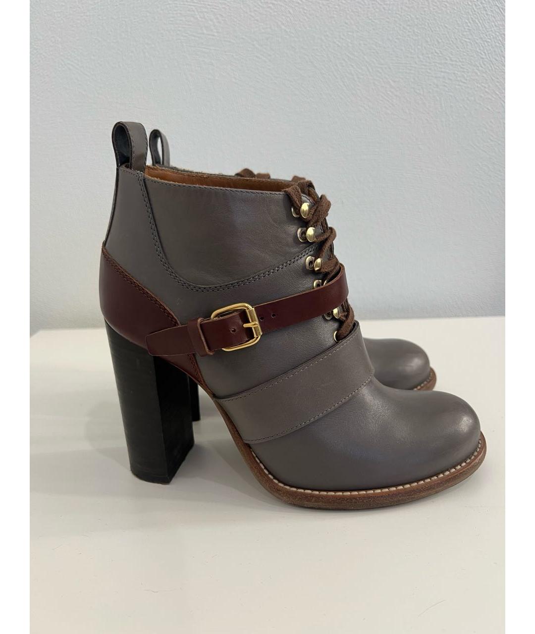 CHLOE Серые кожаные ботильоны, фото 8