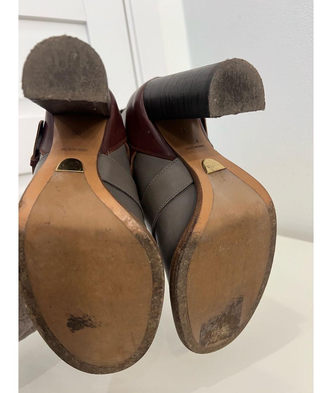 CHLOE Серые кожаные ботильоны, фото 5