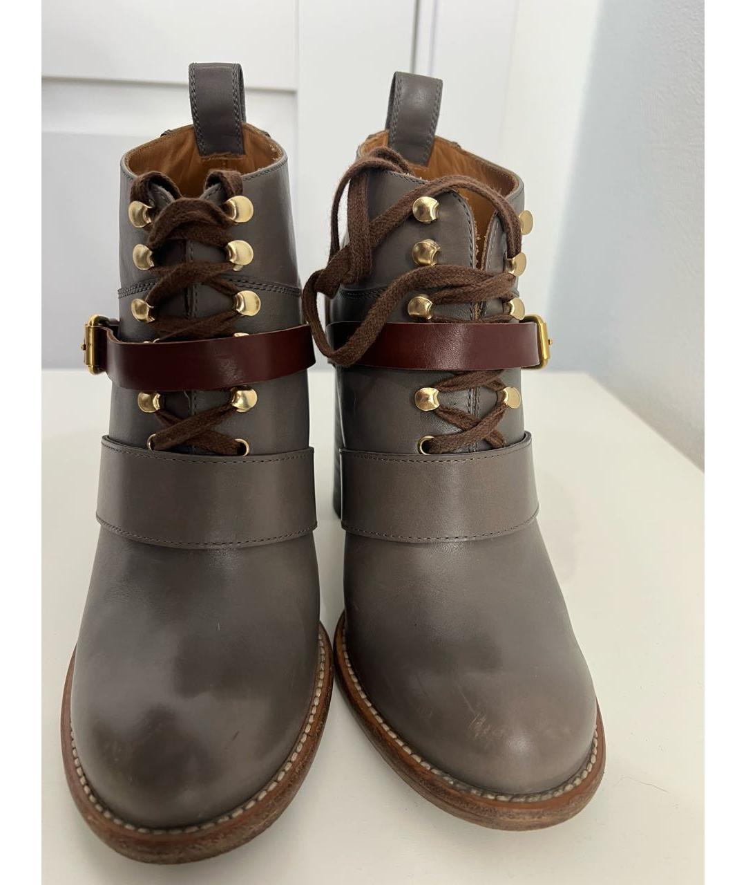 CHLOE Серые кожаные ботильоны, фото 2