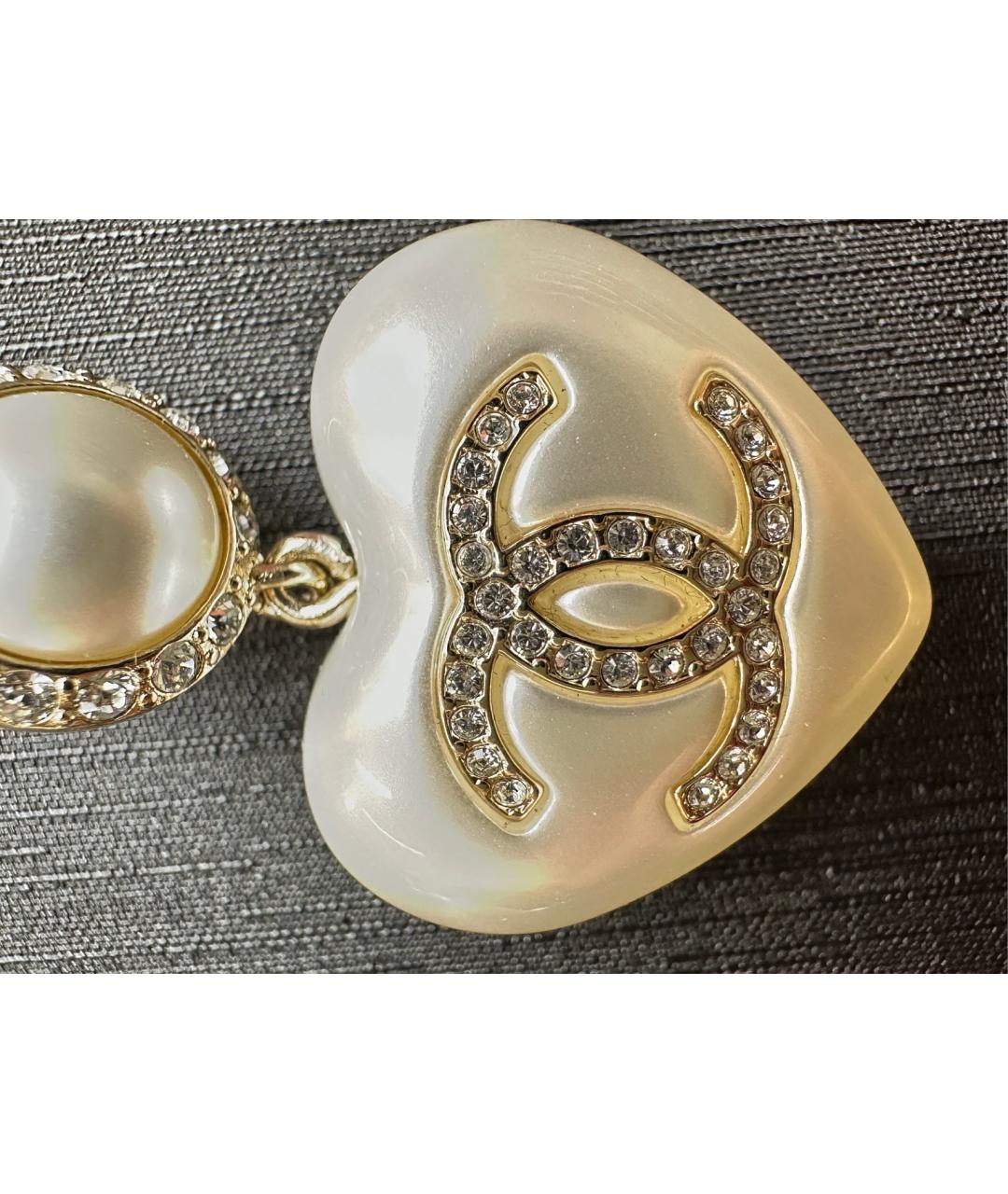 CHANEL Белые металлические серьги, фото 8