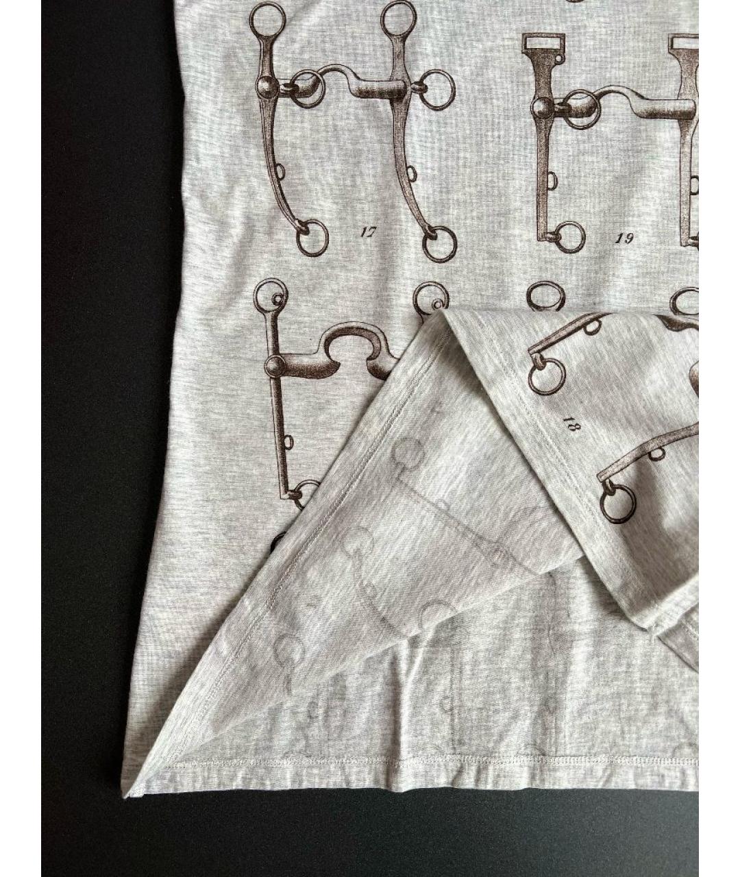 HERMES Серая хлопковая футболка, фото 8