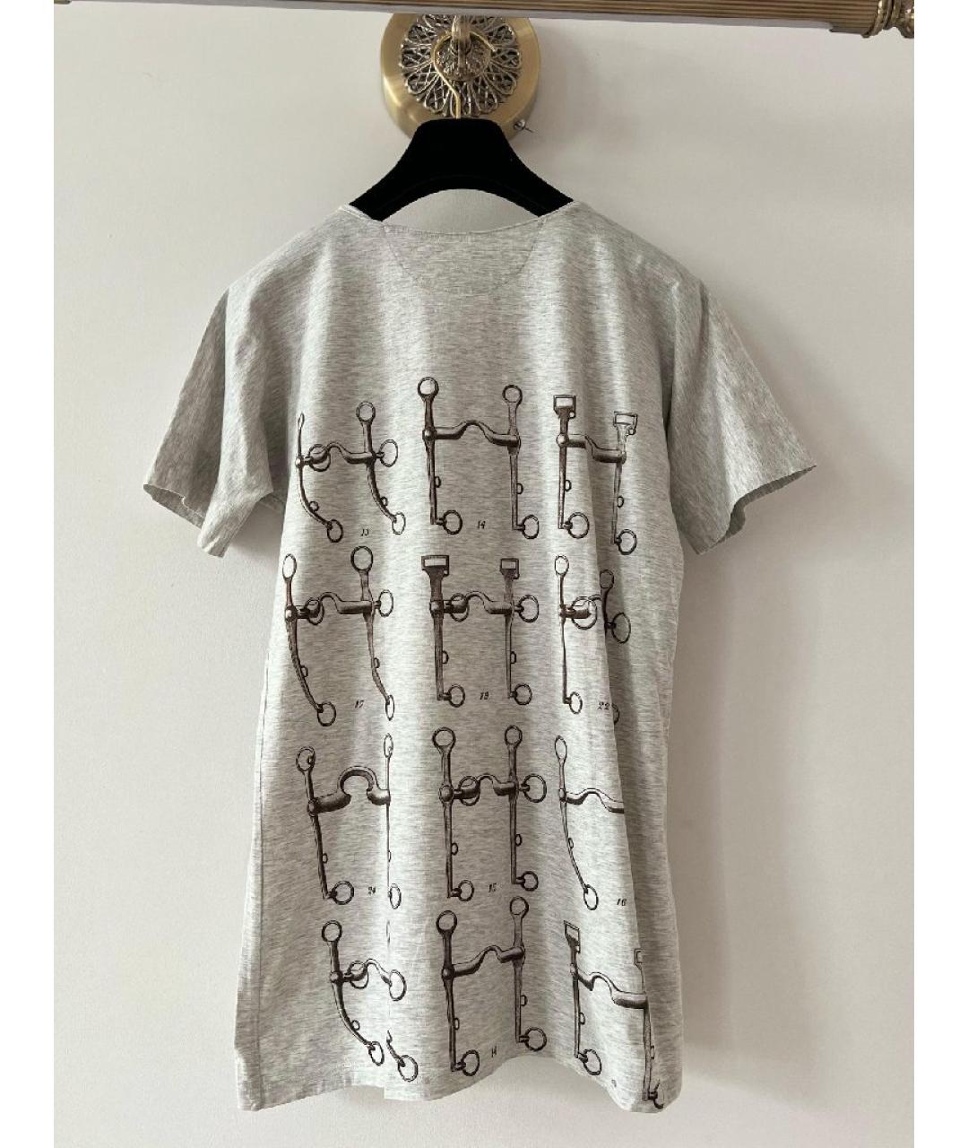 HERMES Серая хлопковая футболка, фото 2