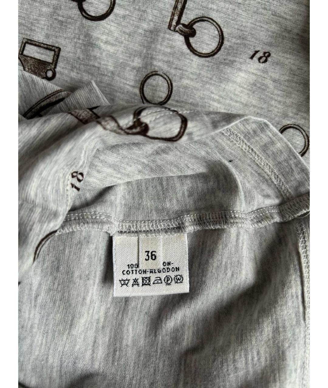 HERMES Серая хлопковая футболка, фото 4