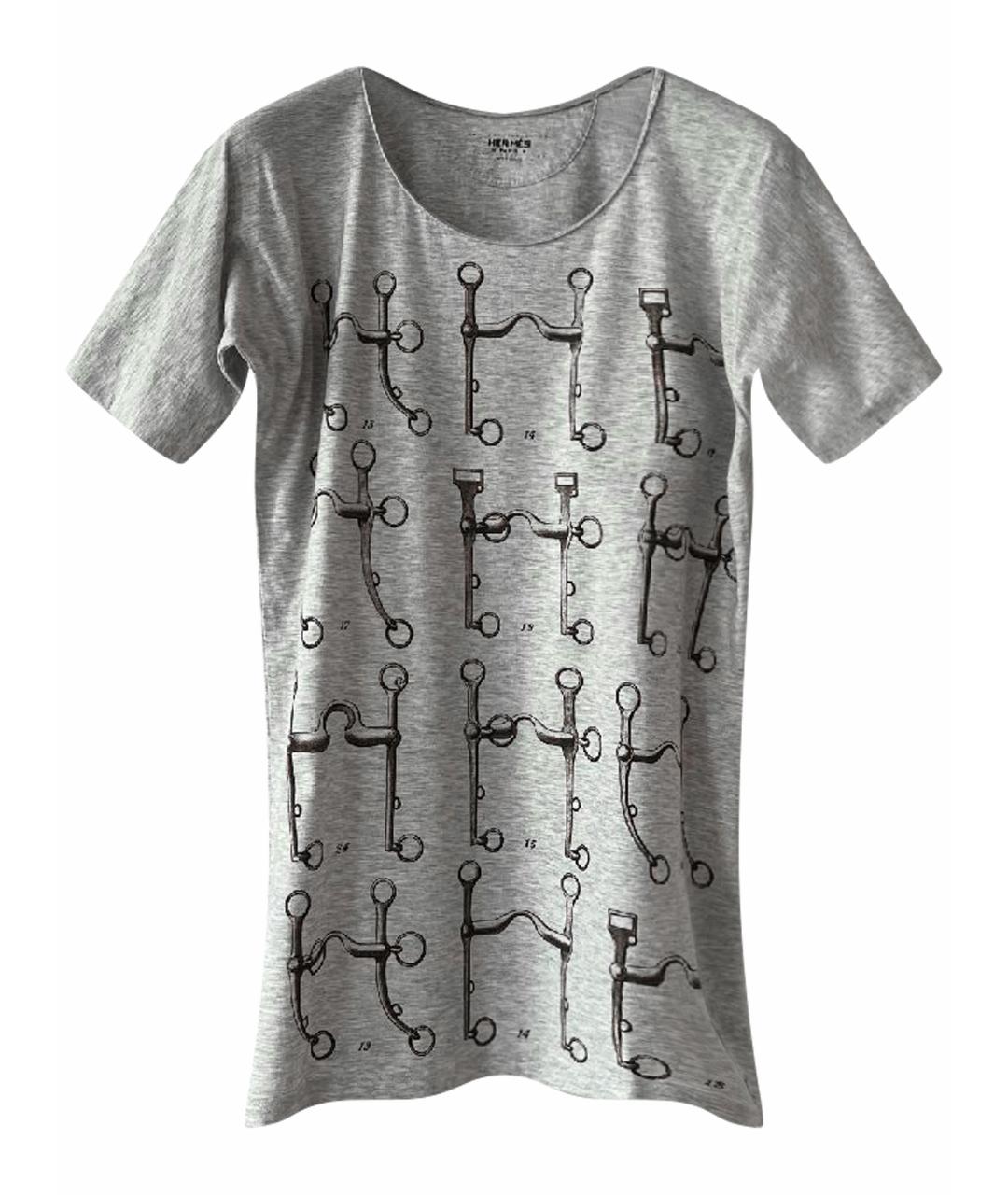 HERMES Серая хлопковая футболка, фото 1