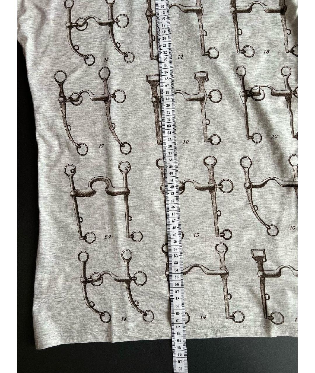 HERMES Серая хлопковая футболка, фото 7