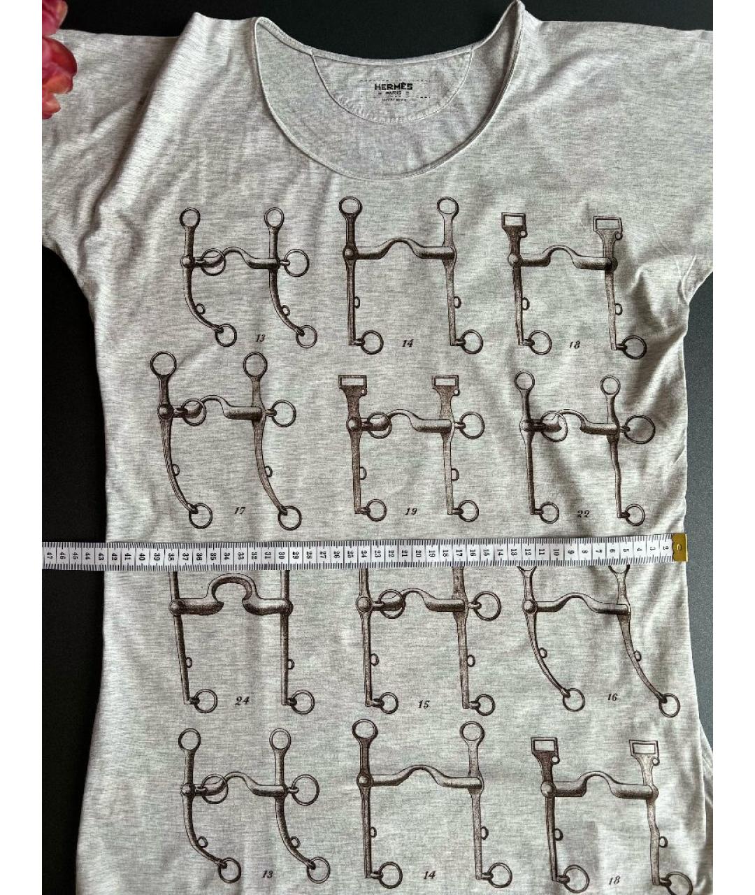 HERMES Серая хлопковая футболка, фото 5