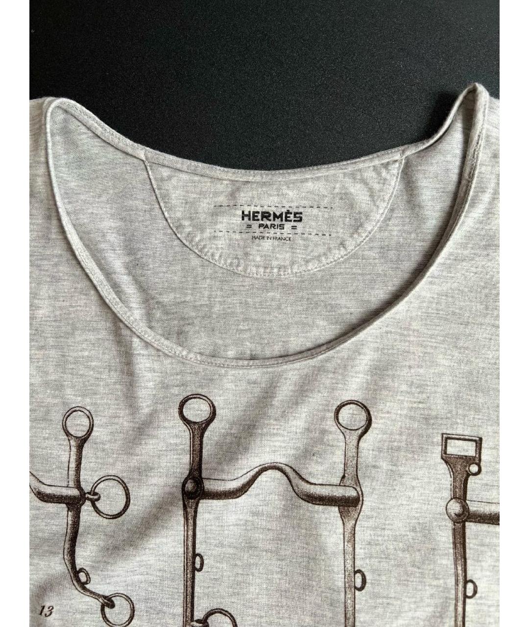 HERMES Серая хлопковая футболка, фото 3