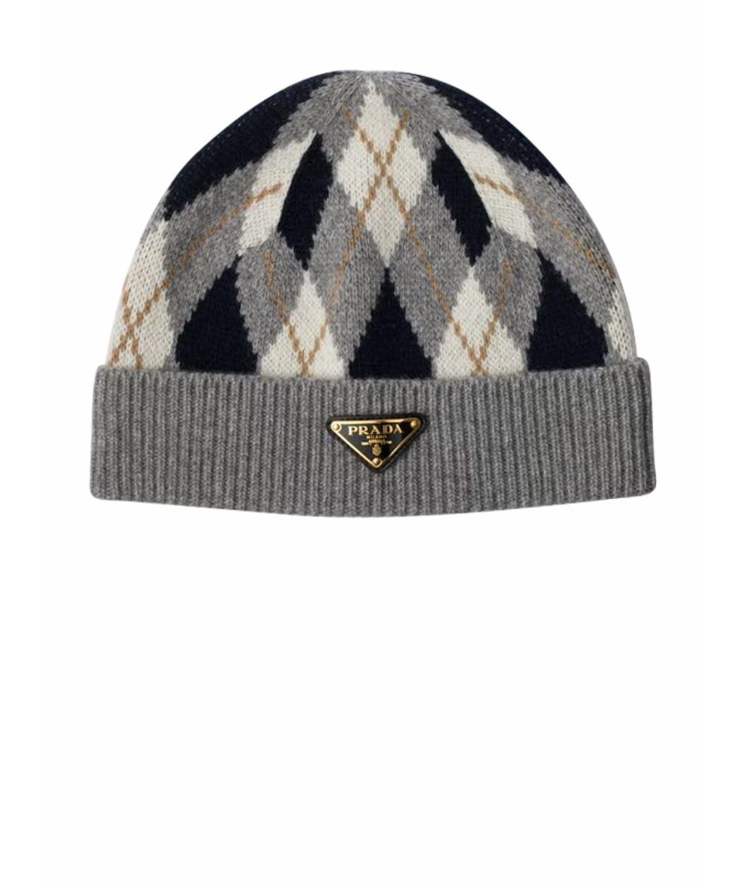 PRADA Серая кашемировая шапка, фото 1