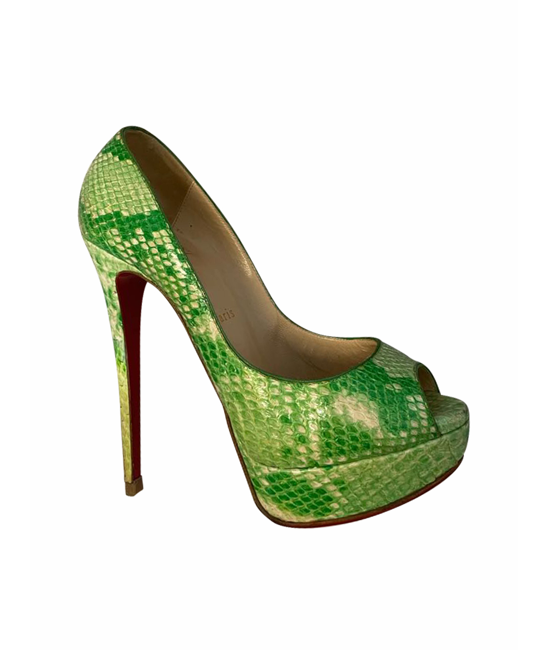 CHRISTIAN LOUBOUTIN Зеленые туфли из экзотической кожи, фото 1
