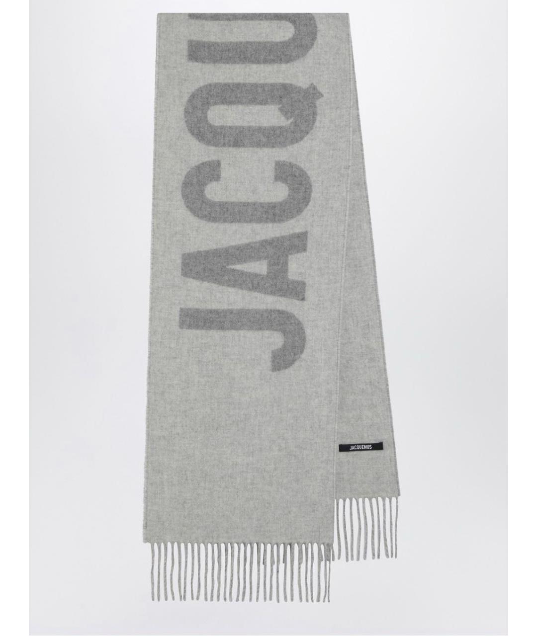 JACQUEMUS Серый шерстяной шарф, фото 6