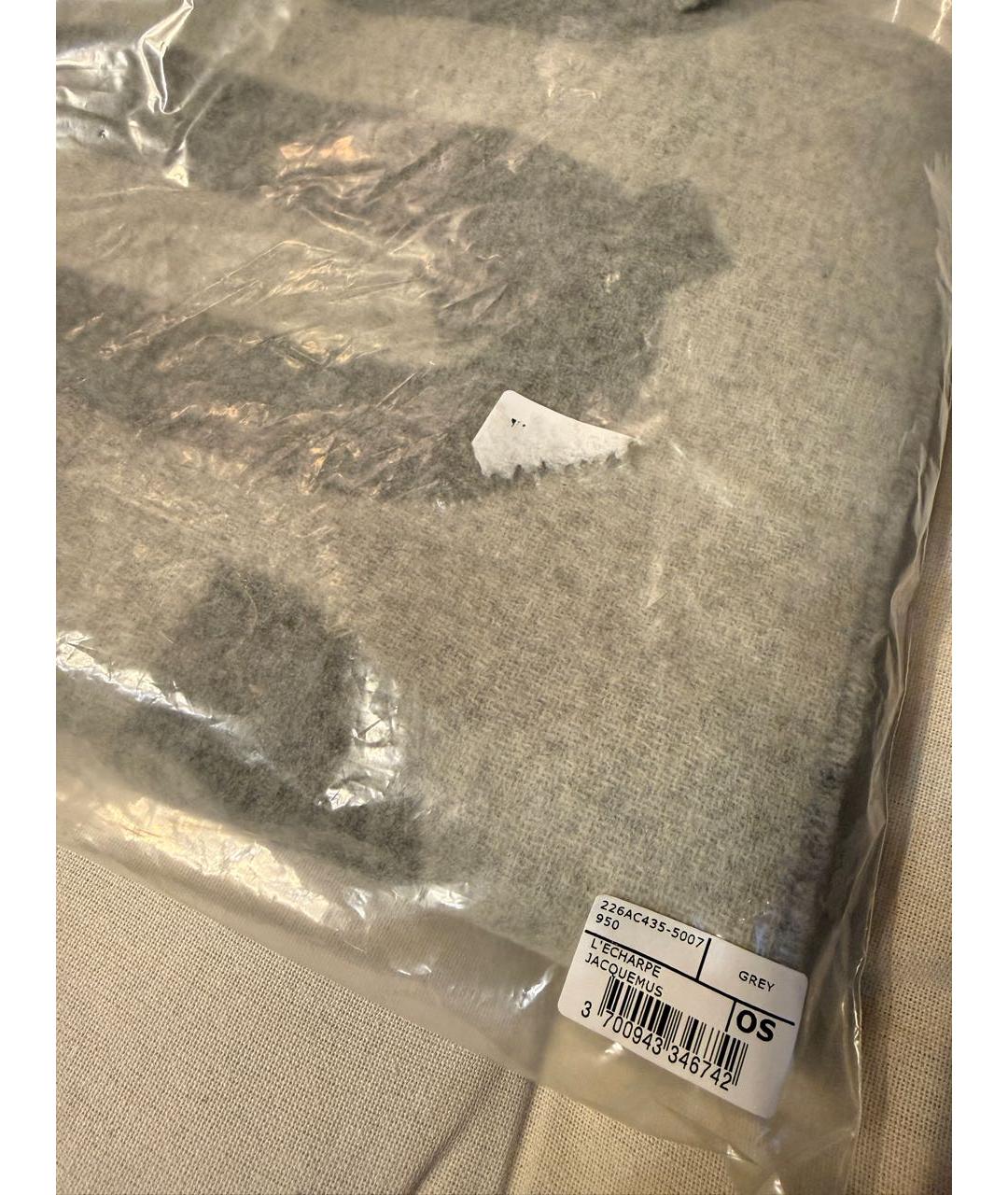 JACQUEMUS Серый шерстяной шарф, фото 5
