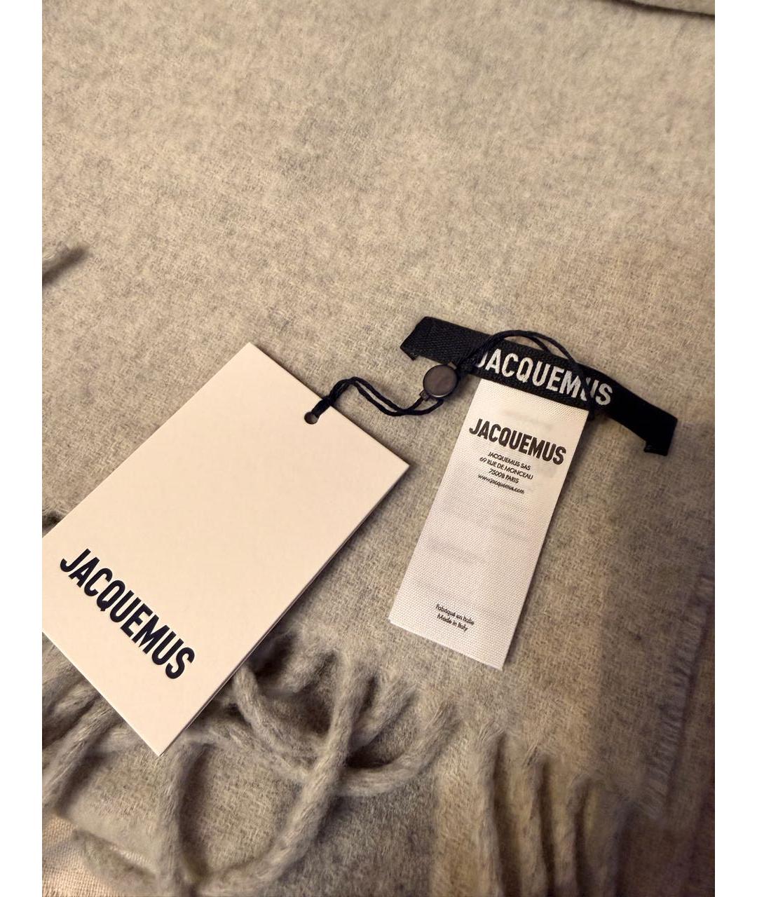 JACQUEMUS Серый шерстяной шарф, фото 3