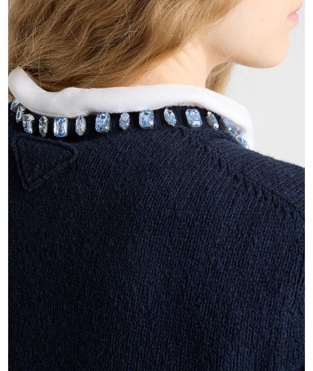 PRADA Темно-синий шерстяной джемпер / свитер, фото 3