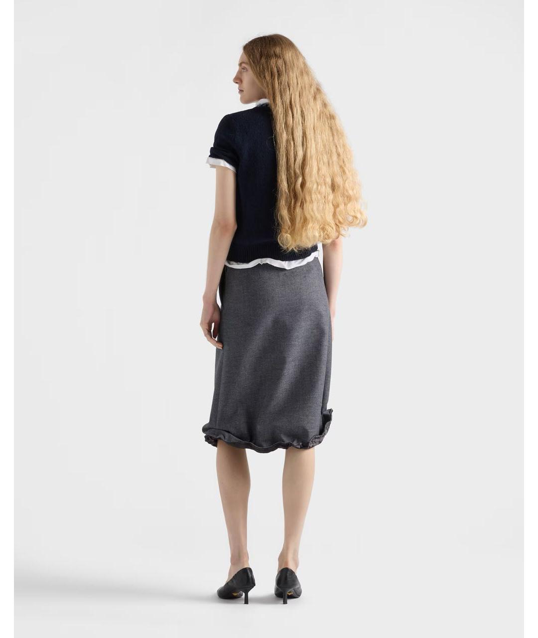 PRADA Темно-синий шерстяной джемпер / свитер, фото 4