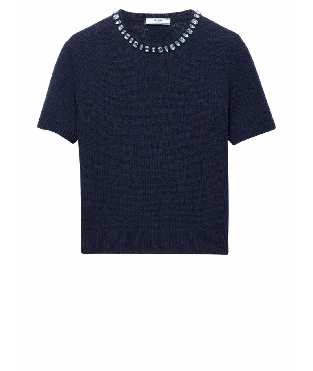 PRADA Темно-синий шерстяной джемпер / свитер, фото 1