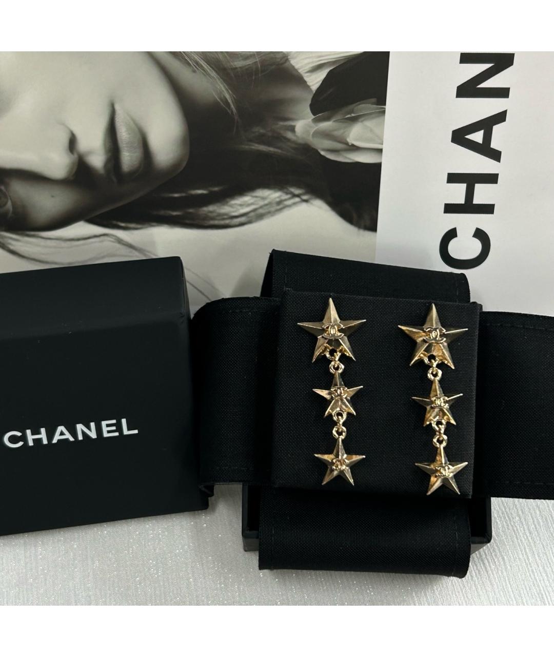 CHANEL Золотые металлические серьги, фото 2