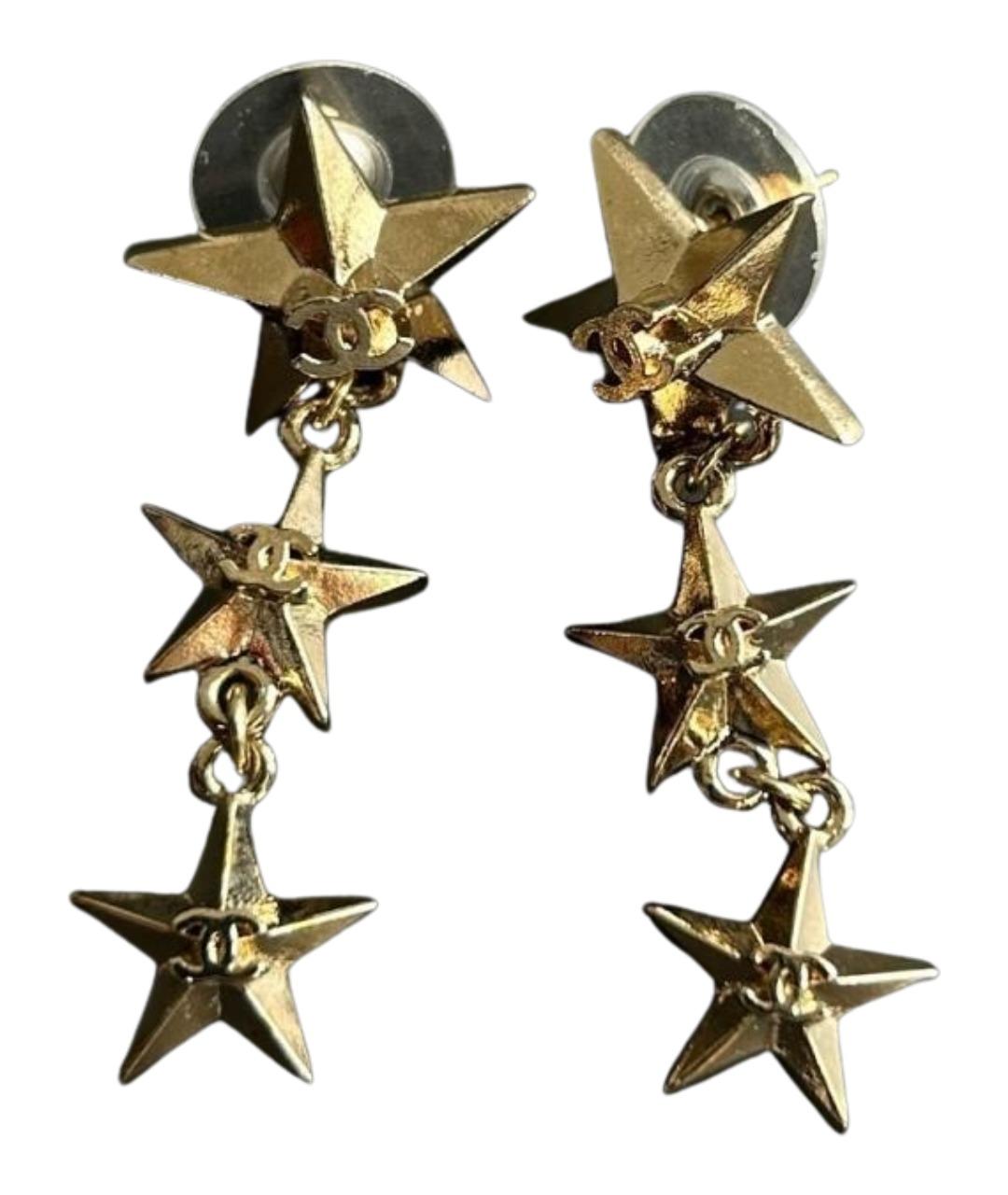 CHANEL Золотые металлические серьги, фото 1