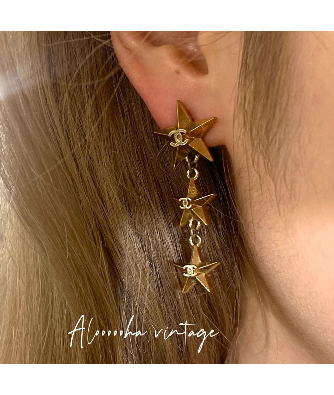 CHANEL Золотые металлические серьги, фото 9