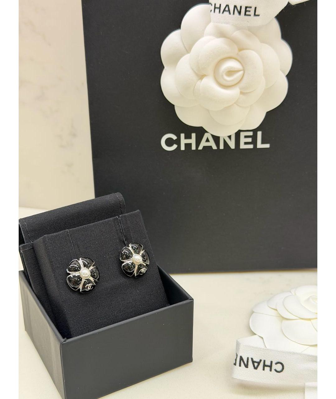 CHANEL Черные металлические серьги, фото 2