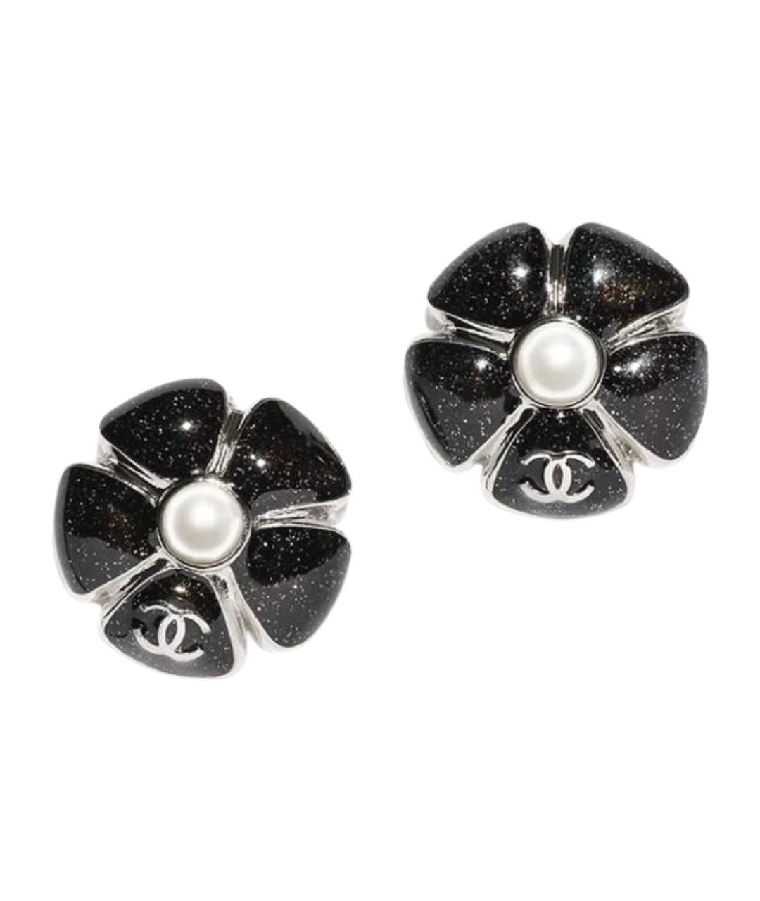 CHANEL Черные металлические серьги, фото 1
