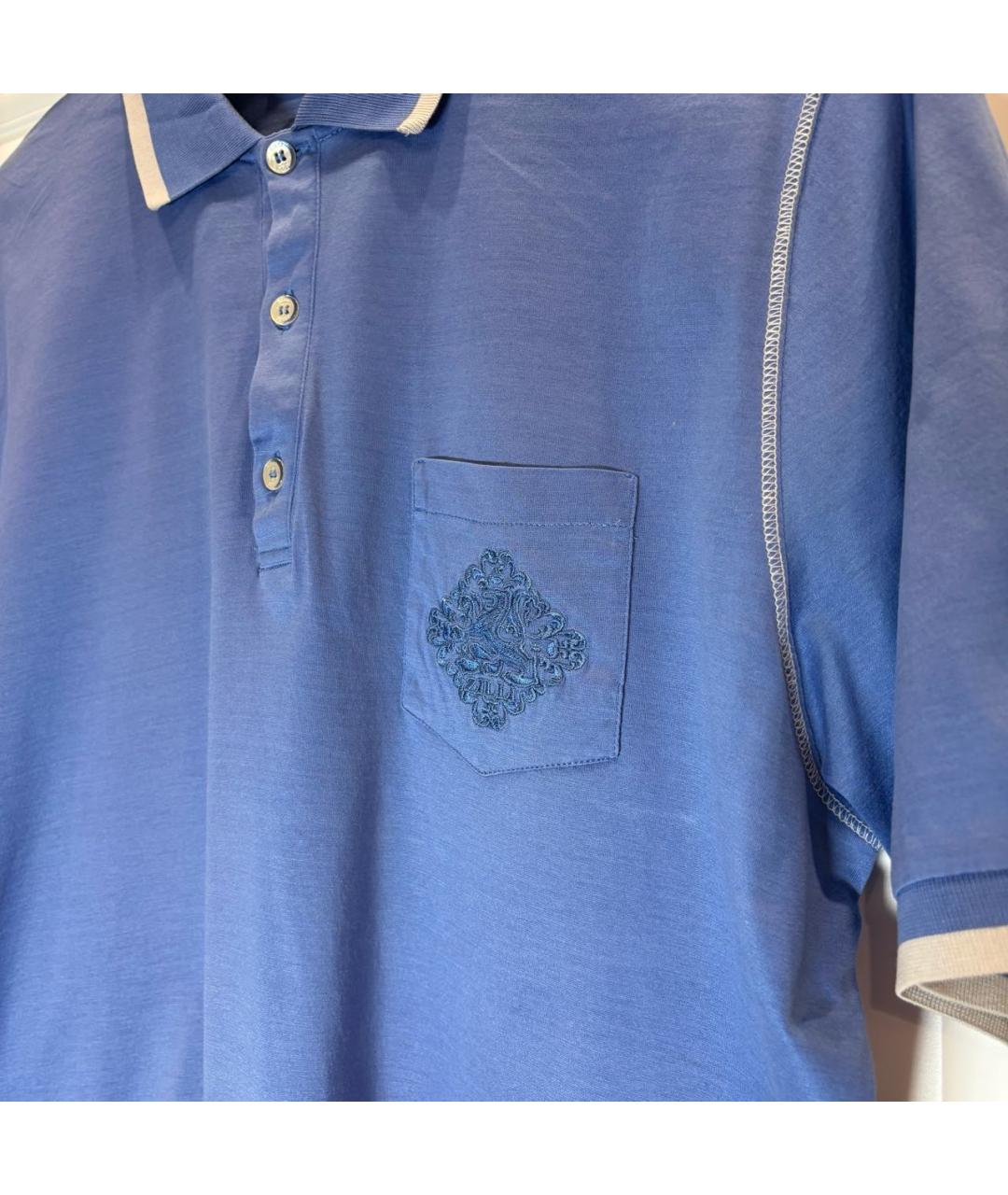 ZILLI Синее хлопковое поло с коротким рукавом, фото 2