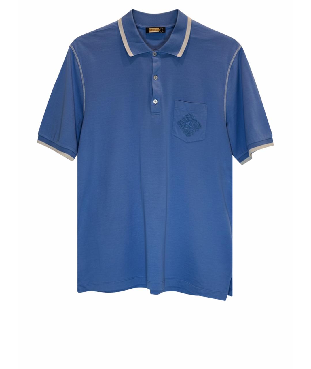 ZILLI Синее хлопковое поло с коротким рукавом, фото 1