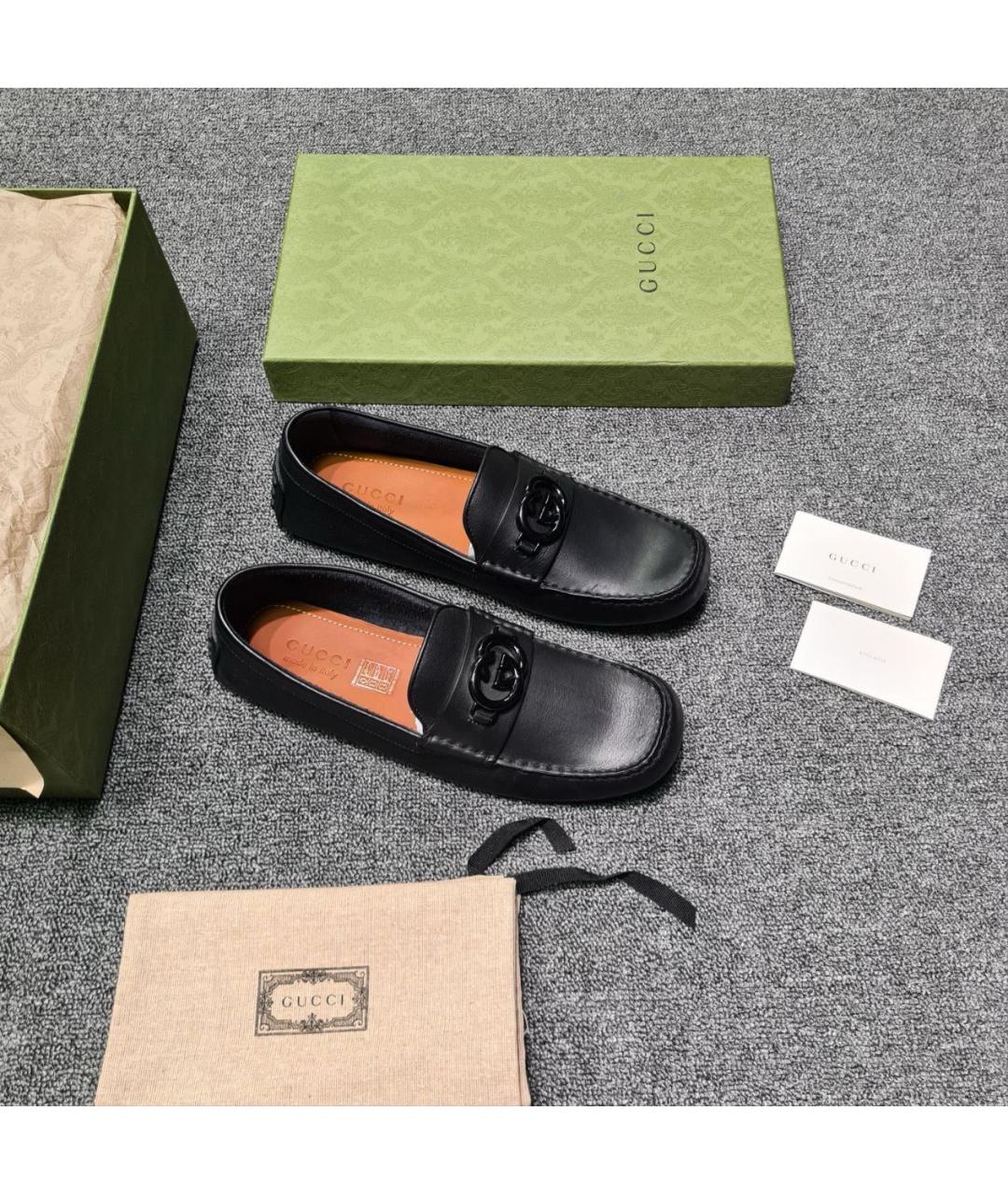 GUCCI Черные кожаные мокасины, фото 2
