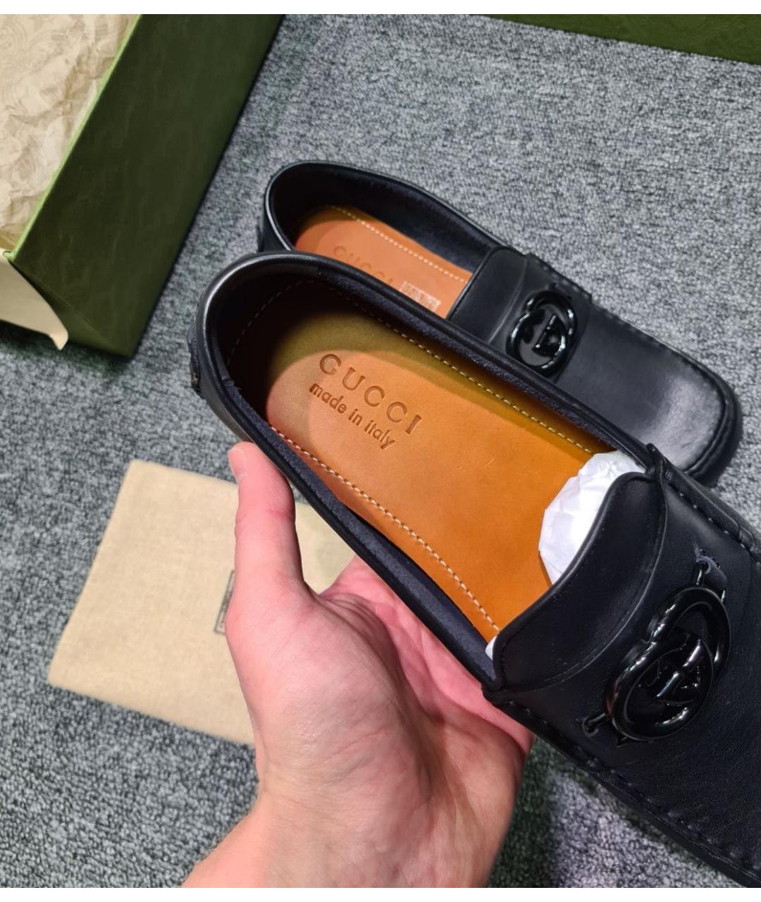 GUCCI Черные кожаные мокасины, фото 4