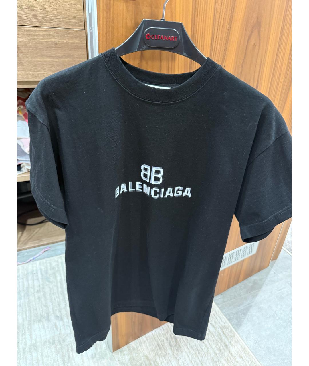 BALENCIAGA Черная хлопковая футболка, фото 3