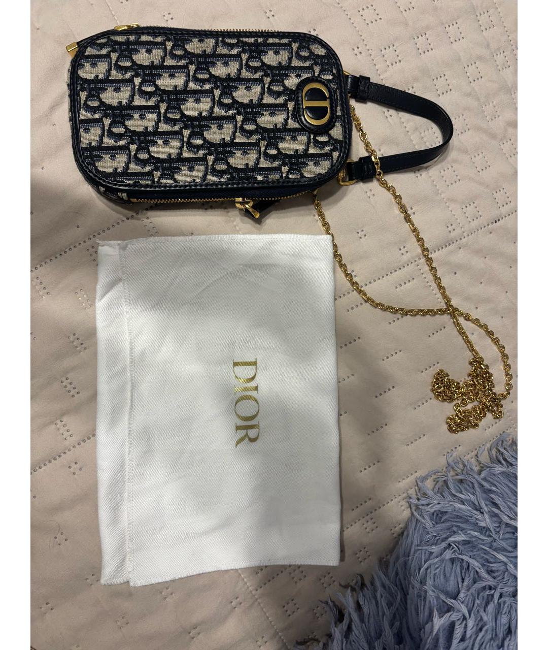 CHRISTIAN DIOR Темно-синяя жаккардовая сумка через плечо, фото 2