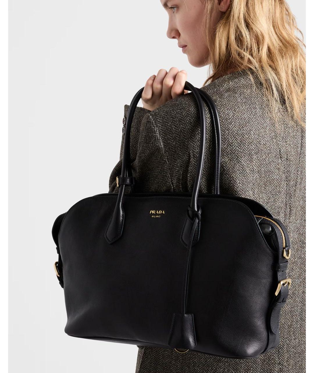 PRADA Черная кожаная сумка тоут, фото 5