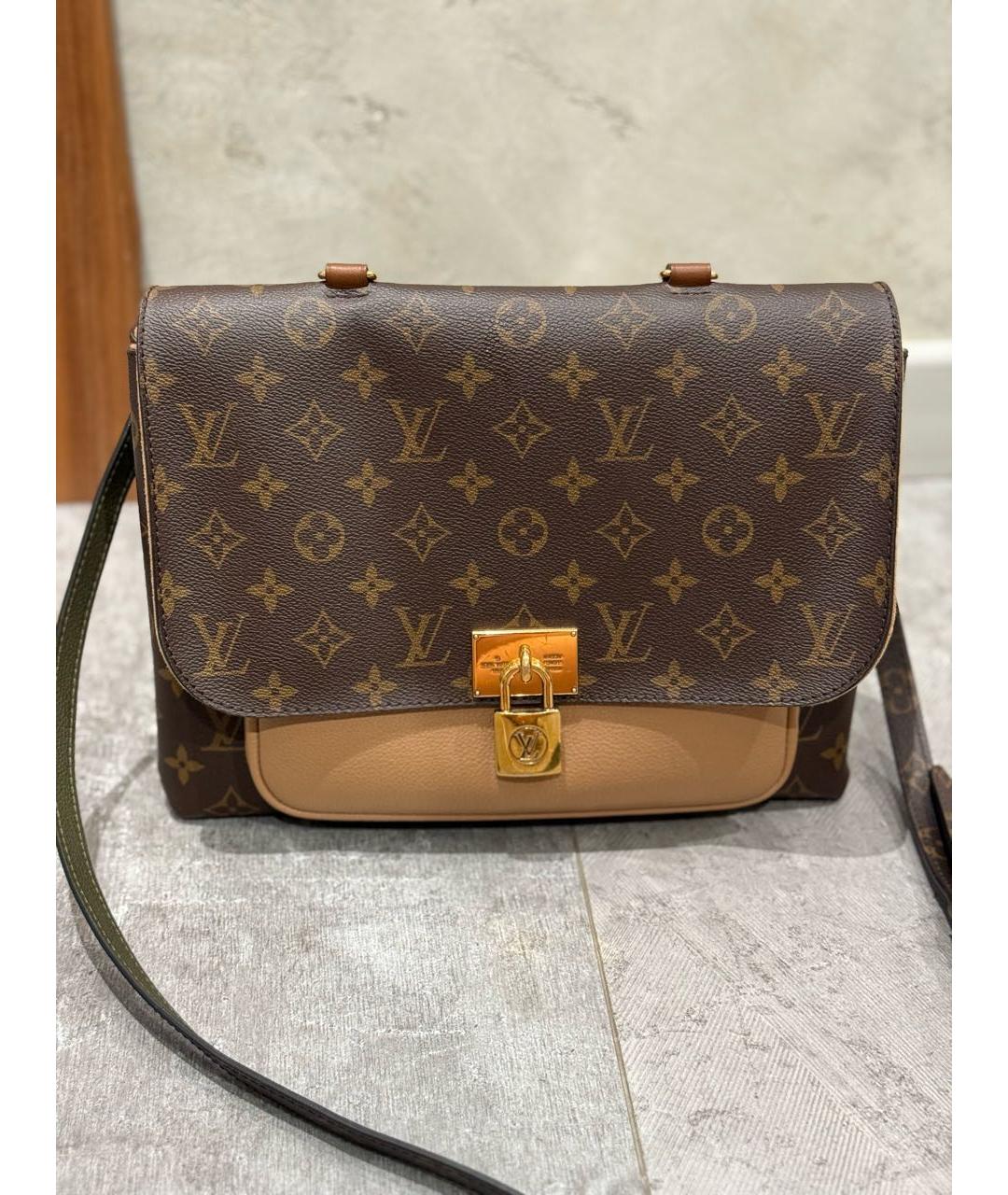 LOUIS VUITTON Коричневая кожаная сумка через плечо, фото 5