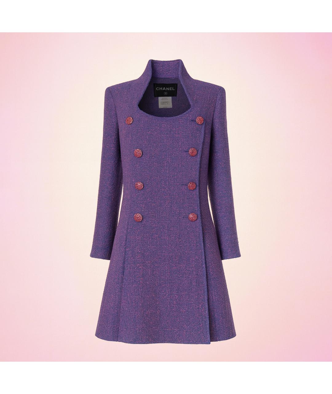 CHANEL Фиолетовое твидовое пальто, фото 6