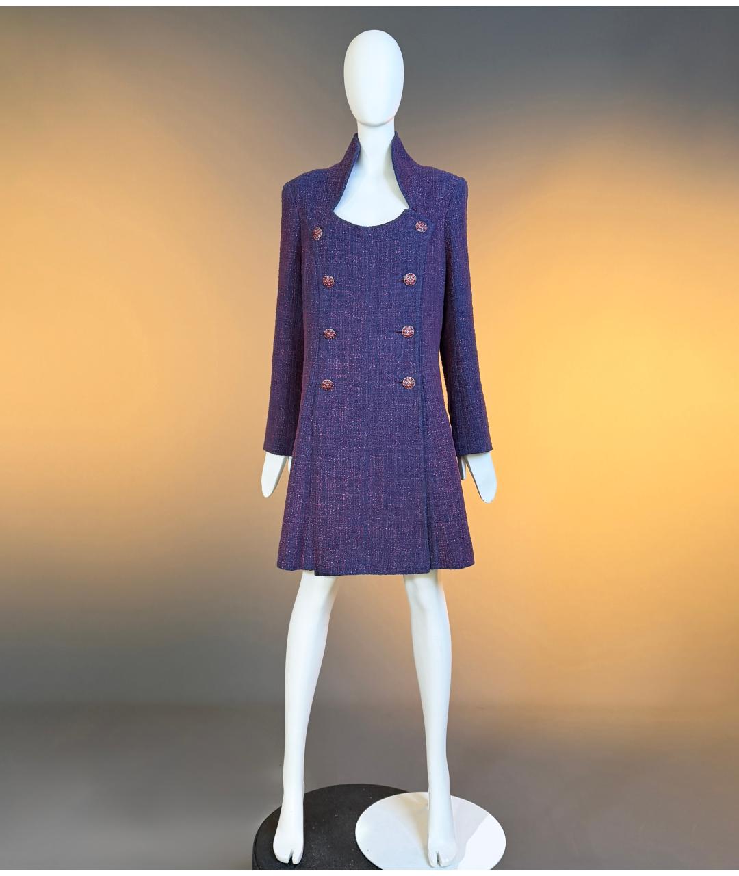 CHANEL Фиолетовое твидовое пальто, фото 4