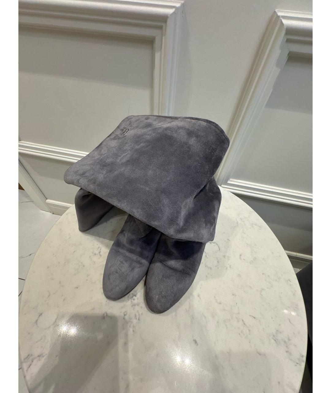 CHANEL Серые замшевые сапоги, фото 3