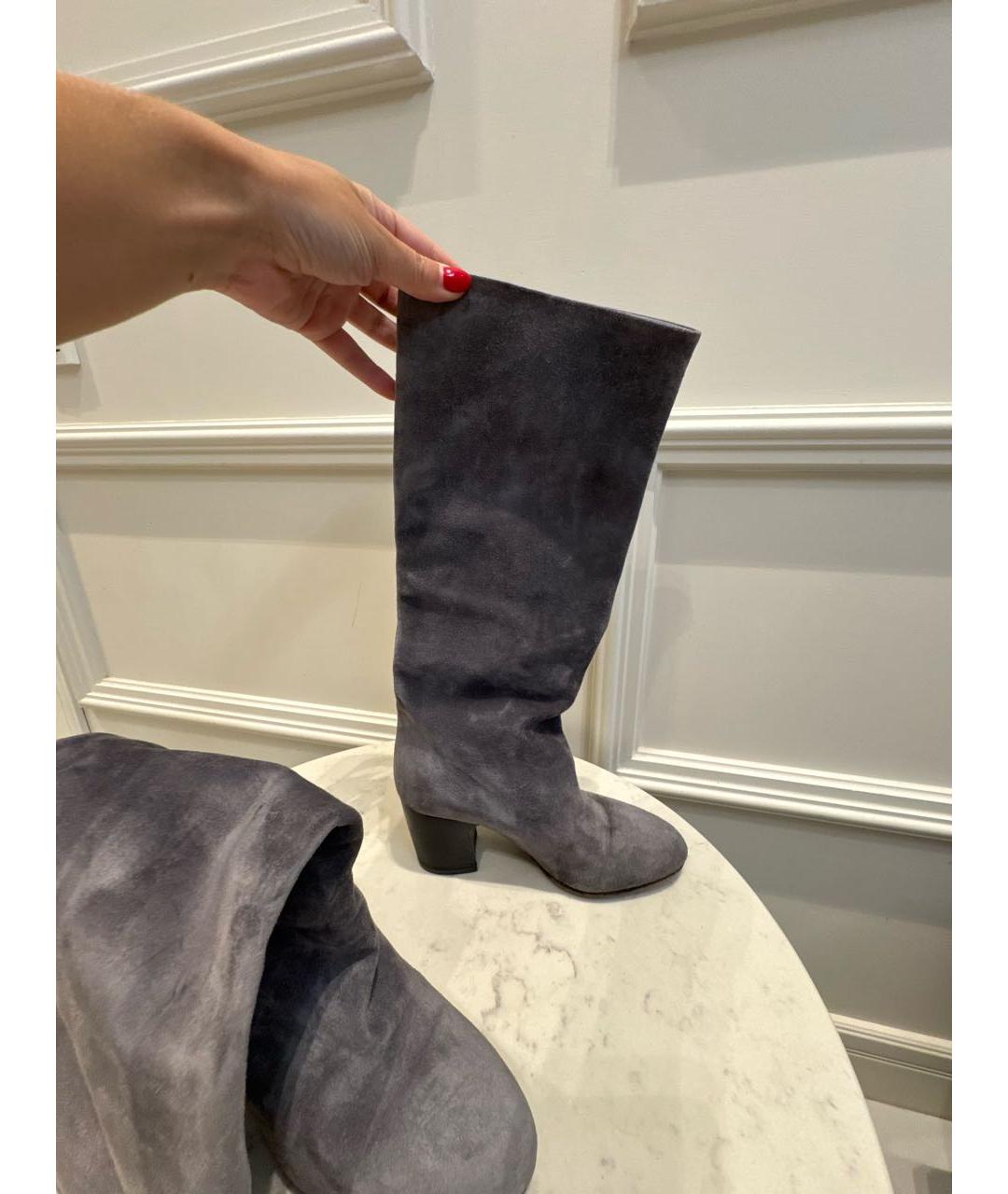 CHANEL Серые замшевые сапоги, фото 7