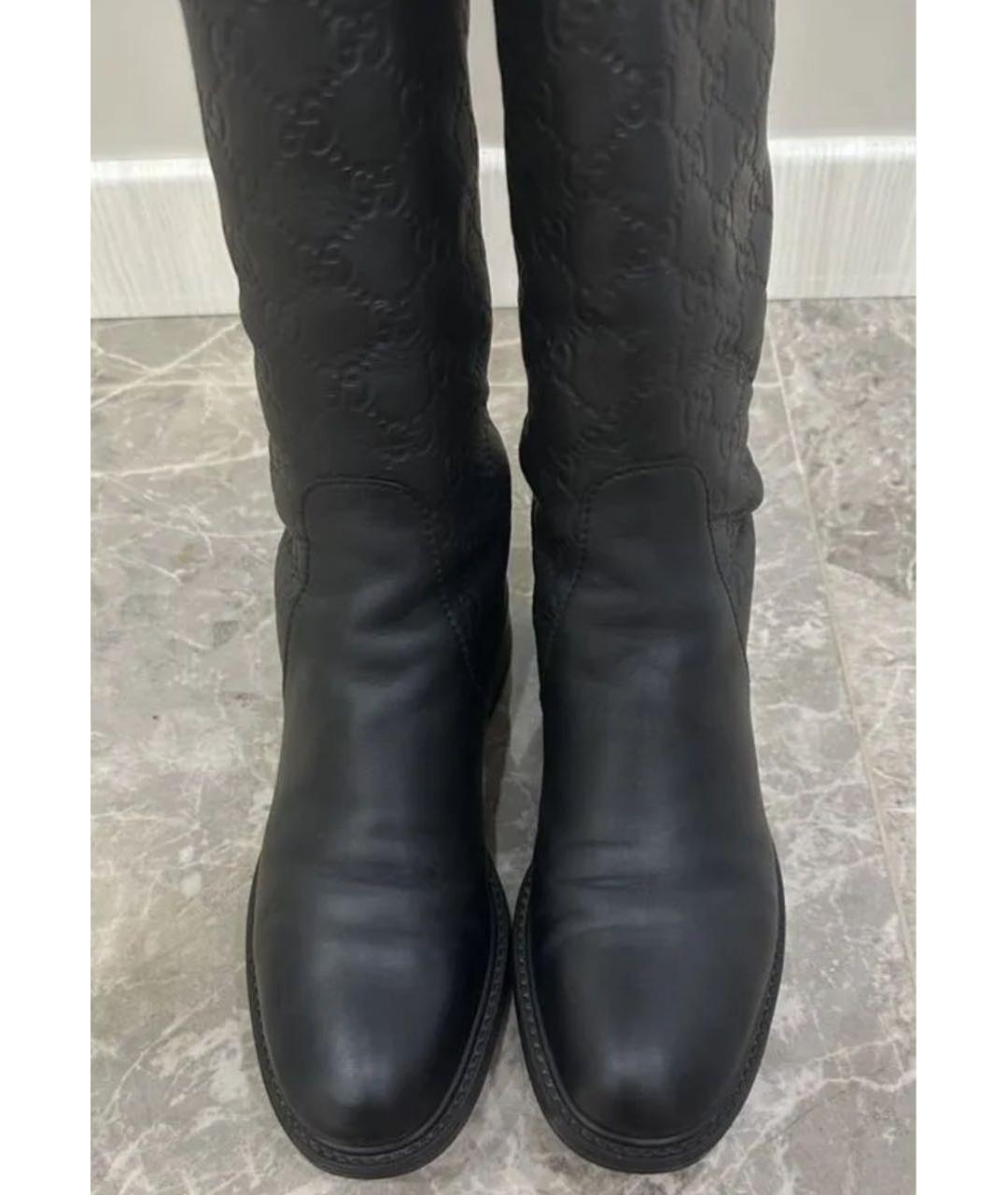 GUCCI Черные кожаные сапоги, фото 2