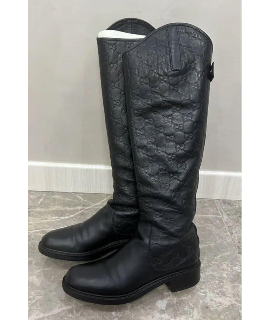 GUCCI Черные кожаные сапоги, фото 3